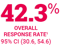 Icon: 42.3 percent overall response rate, 95 percent CI (30.6, 54.6)