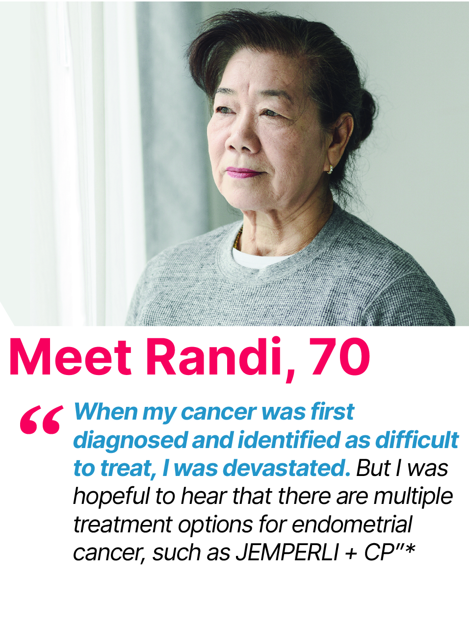 Jemperli + CP Primary Advanced EC patient profile: Randi
