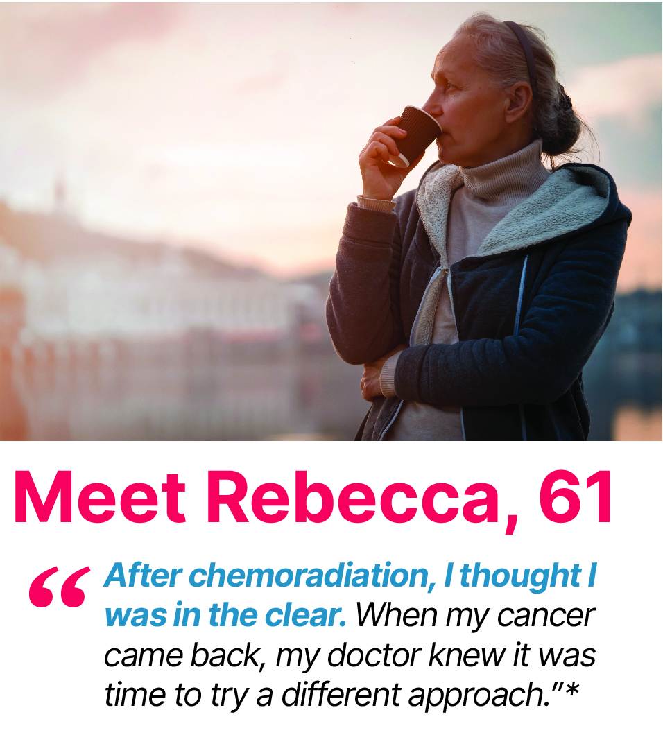 Jemperli + CP Recurrent dMMR/MSI-H EC patient profile: Rebecca
